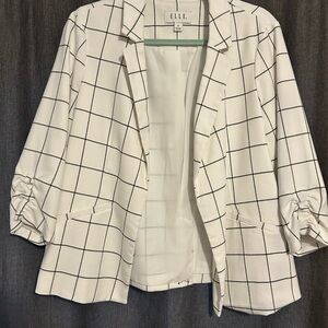 Elle Women's Black and White Grid Blazer